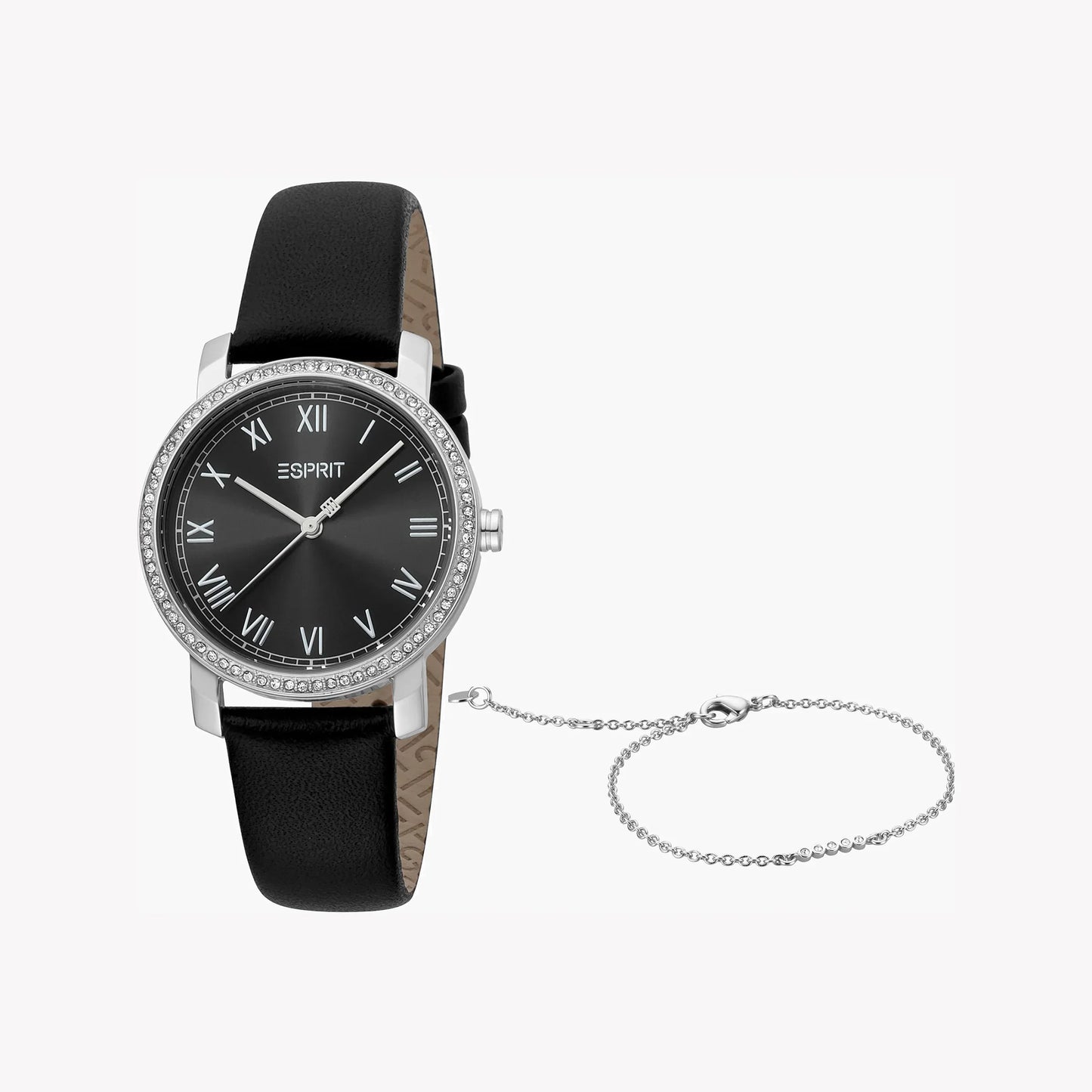 Esprit Women's Black Leather Watch, Black Dial | Es1l183m0015