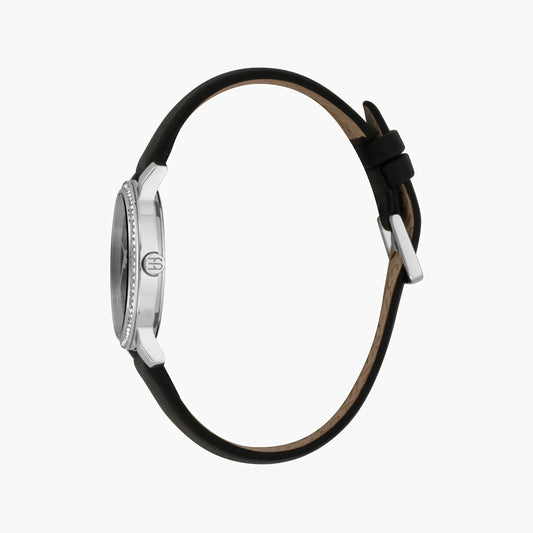 Esprit Women's Black Leather Watch, Black Dial | Es1l183m0015