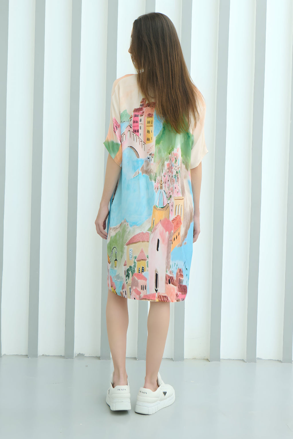 La Riviera Printed Short Kaftan Dress - Pink & Multicolor